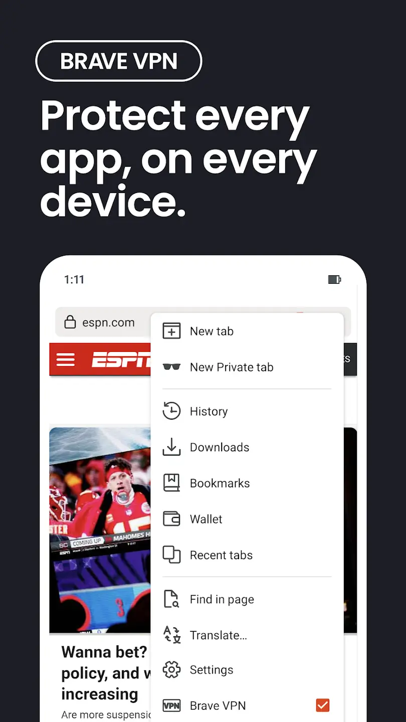 Screenshot Brave Browser APK